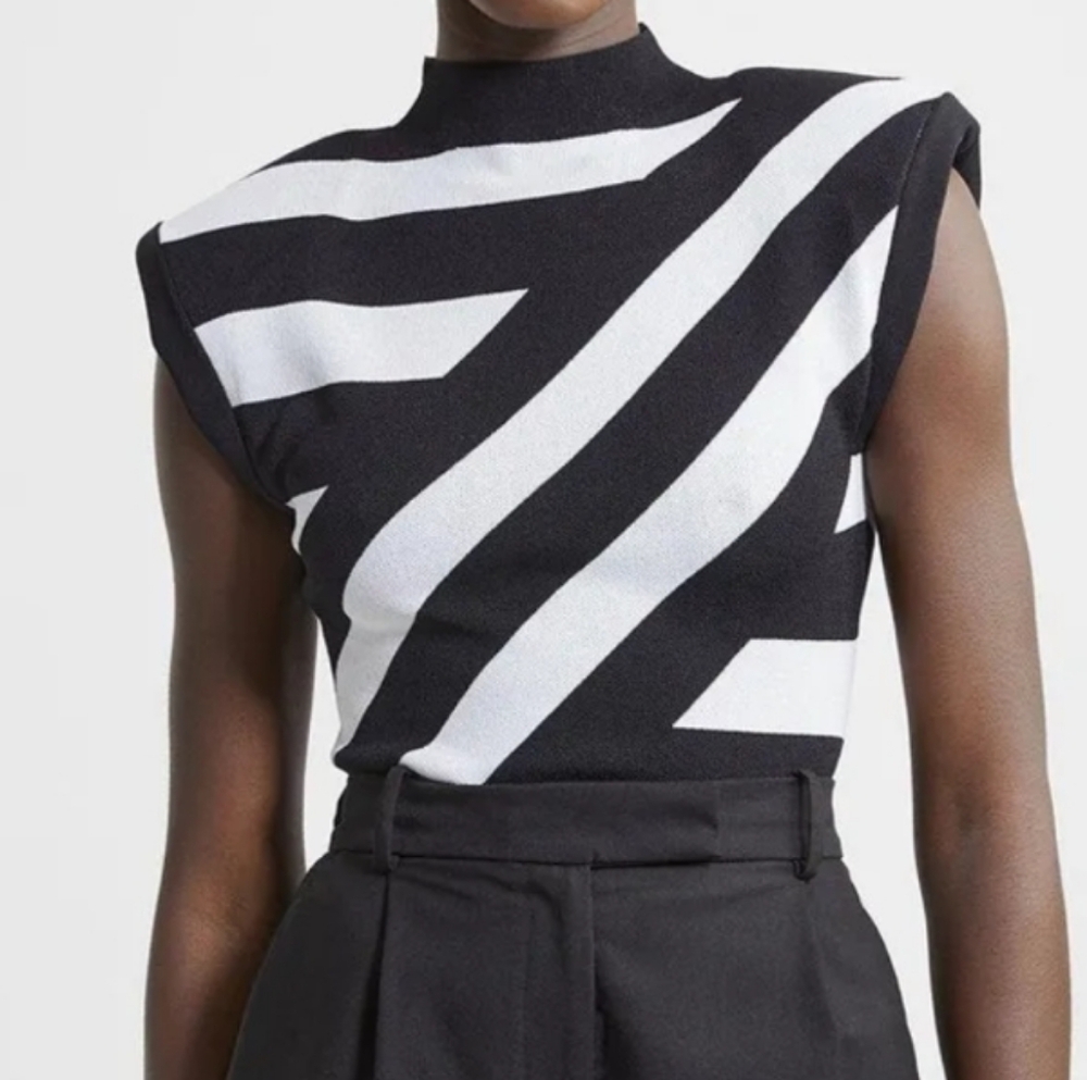 Karen Millen Black and White Jacquard Top